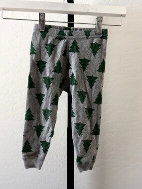 Hanna Andersson Toddler Boys Green Pine Tree Knit Pajama Pants Bottoms Size 2T